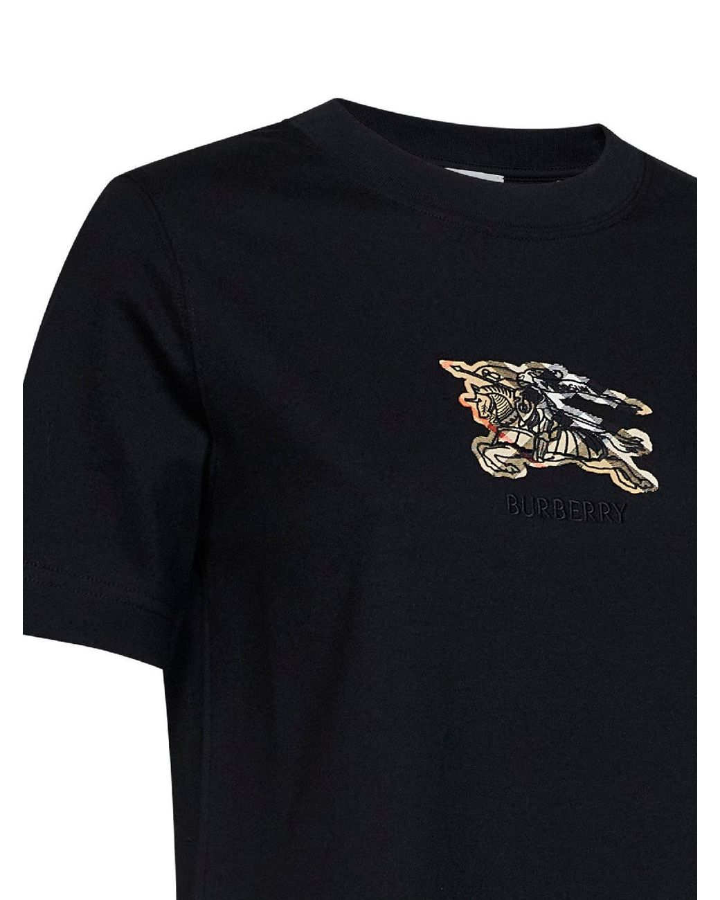 Burberry Black Cotton Ekd Check T-Shirt