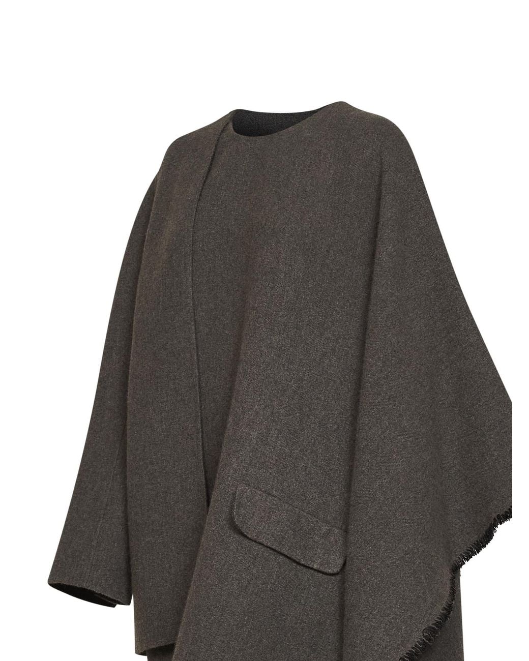 Uma Wang Gray Wool-Blend No Cnnot Asymmetric Short Coat
