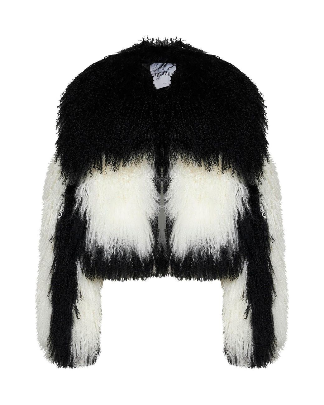 The Attico Black And Natural Two-Tone Mongolian Fur Bomber Jacket