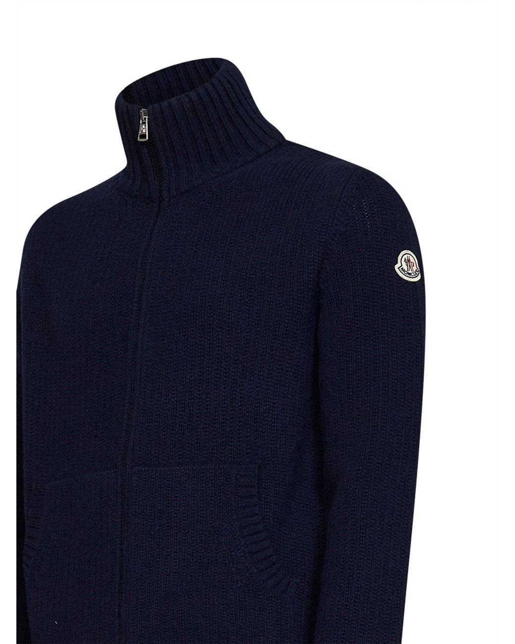 Moncler Blue Wool And Cashmere Blend Zip-Up Cardigan for men