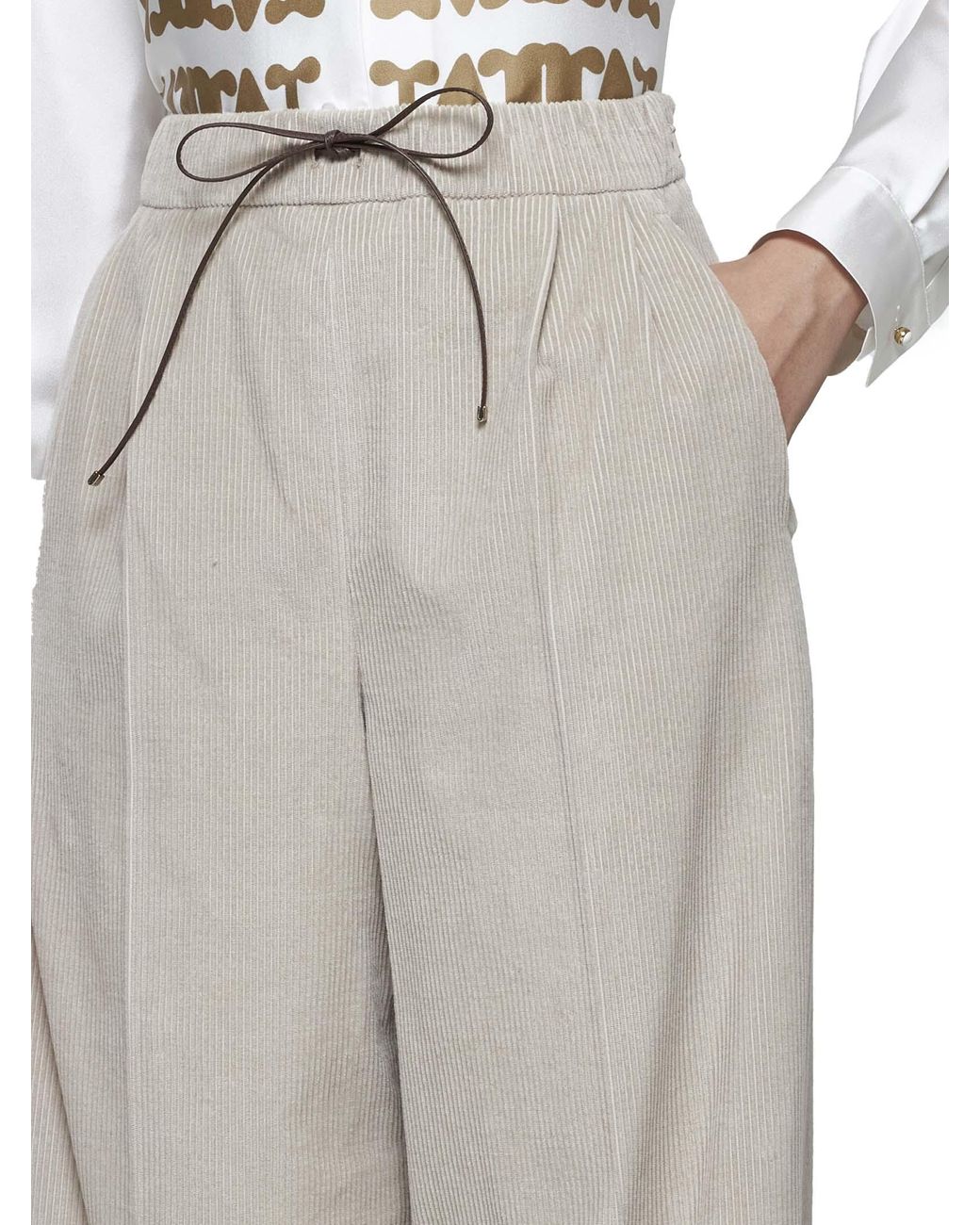 Max Mara Lerici Corduroy Trousers in Natural | Lyst
