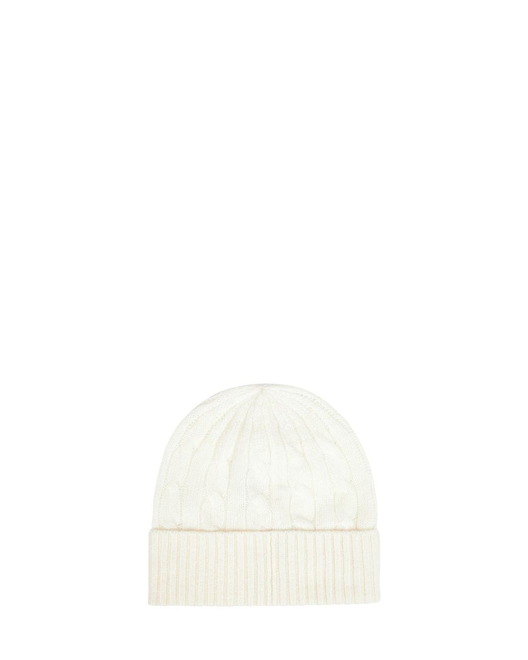 Polo Ralph Lauren White Cream Cable-Knit Wool And Cashmere Beanie
