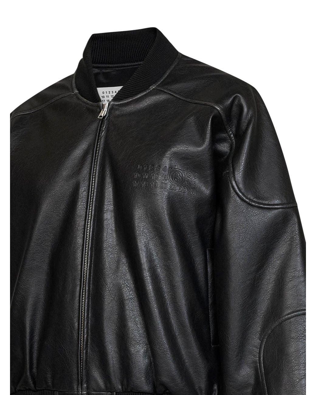 MM6 by Maison Margiela Black Faux Leather Oversized Bomber Jacket