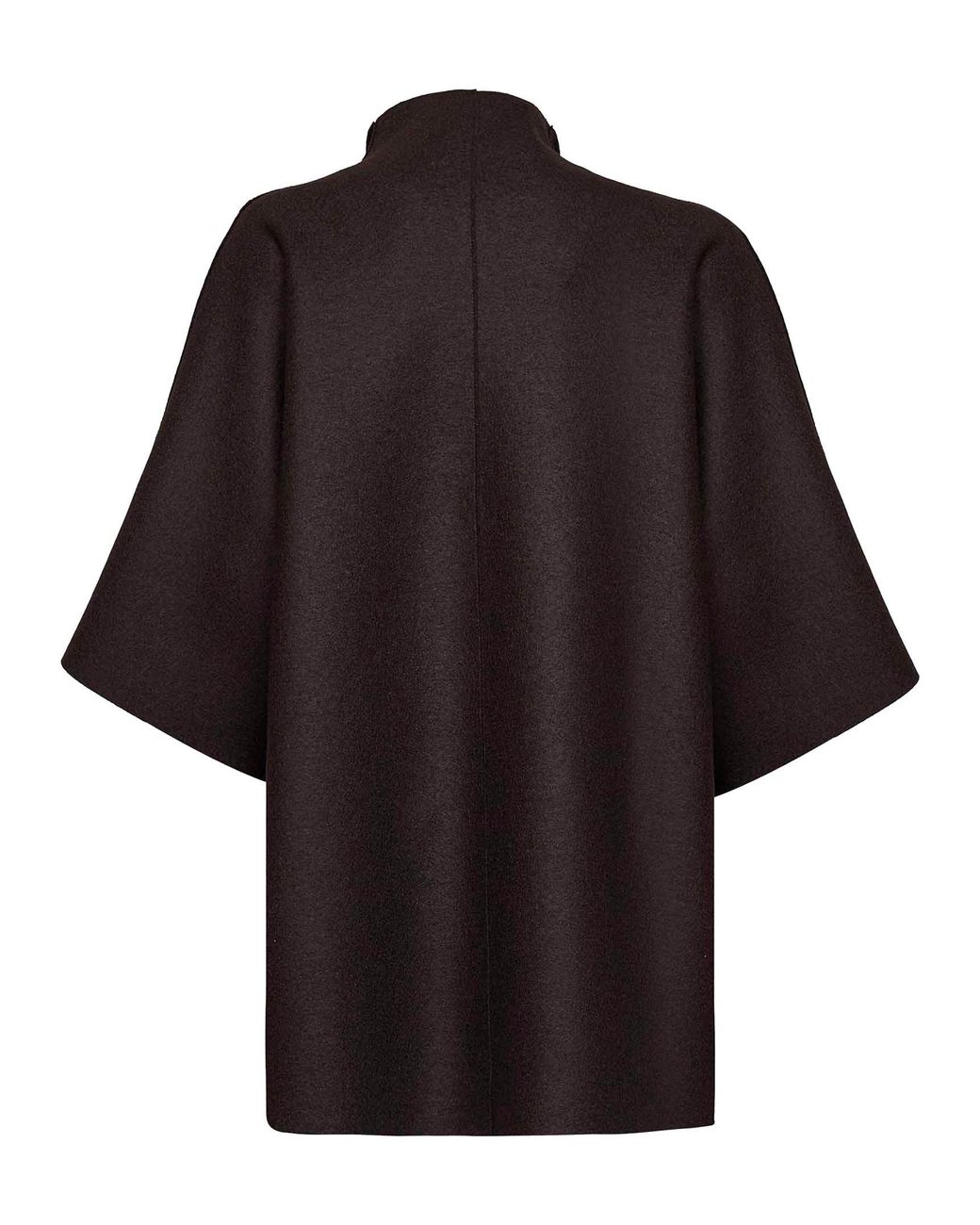 Harris Wharf London Black Burgundy Felted Wool Kimono Mantle