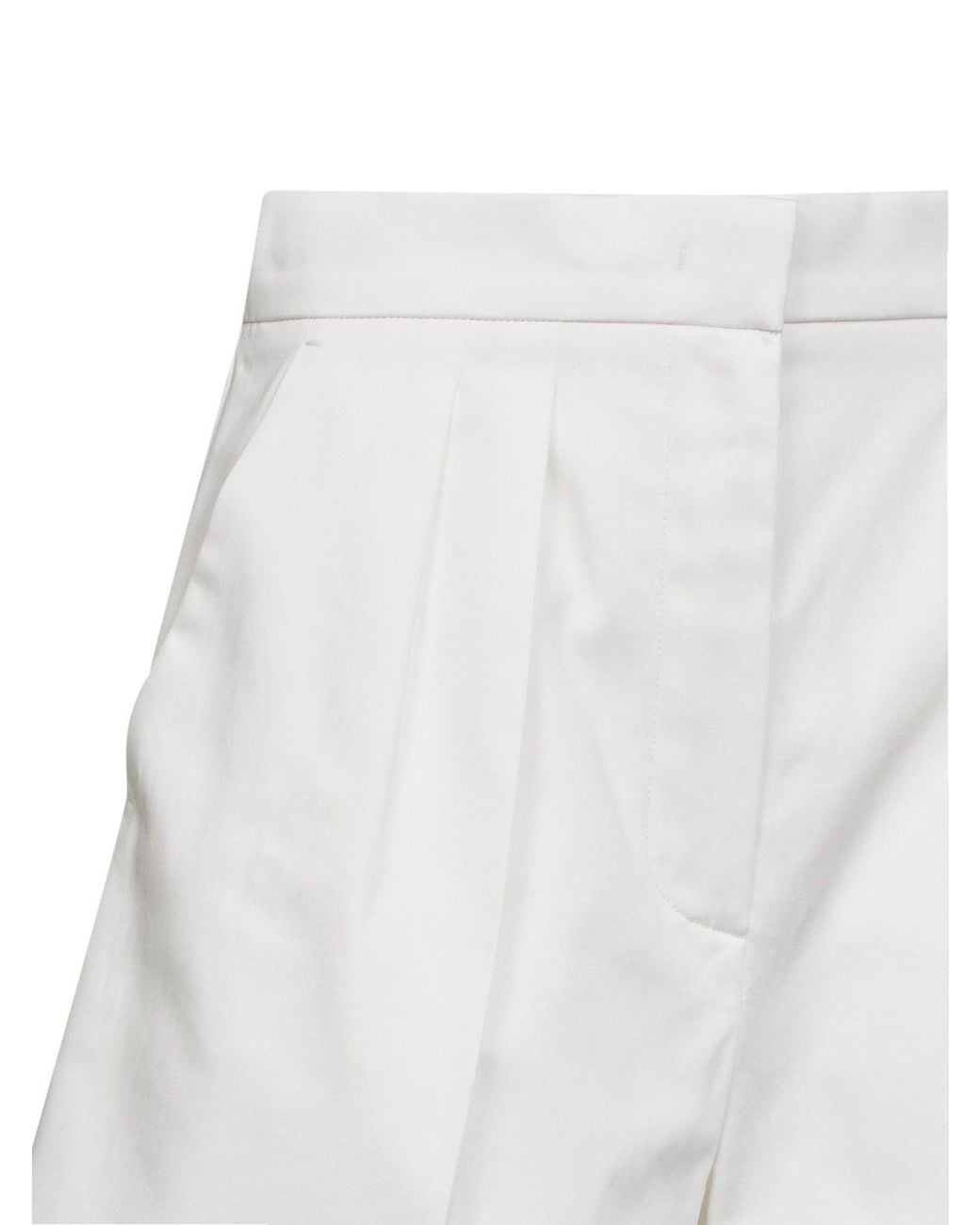 Max Mara White Stretch Cotton Satin Mxmtabacco Shorts