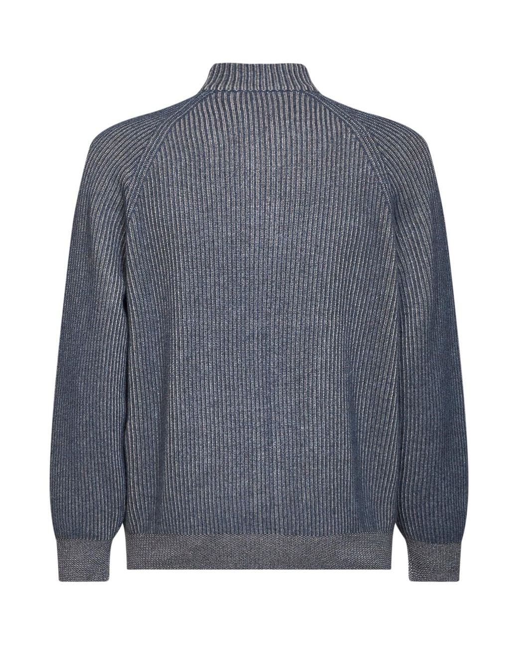 Brunello Cucinelli Gray Cerulean Cashmere Mouliné Knit Zip-Up Cardigan<Br for men