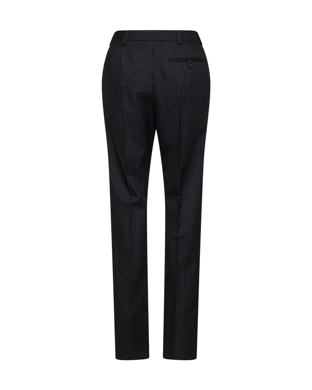 Saint Laurent Black Anthracite Pinstriped Herringbone Wool Tapered Trousers for men