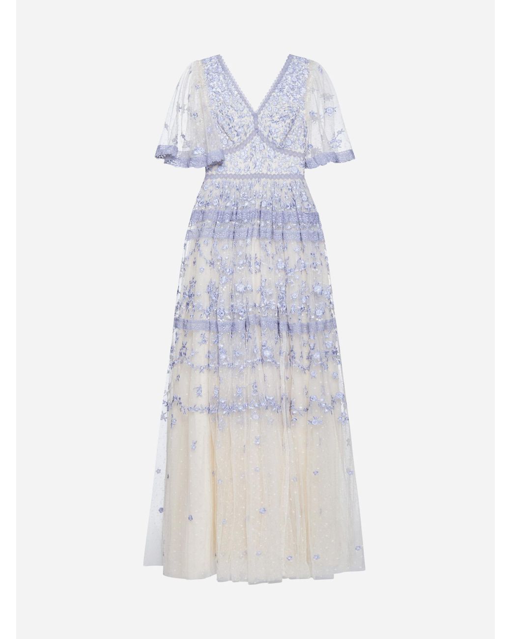 sachin and babi light blue dress Needle & Thread Sweetheart Lace Gown in White