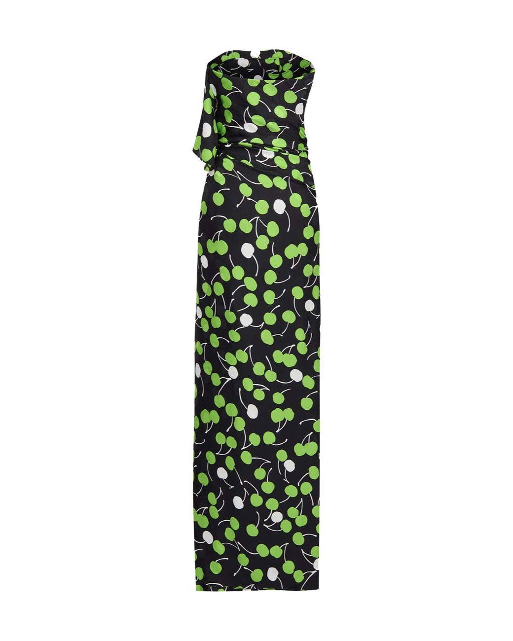 Saint Laurent Green Cherry Silk Long Bustier Dress