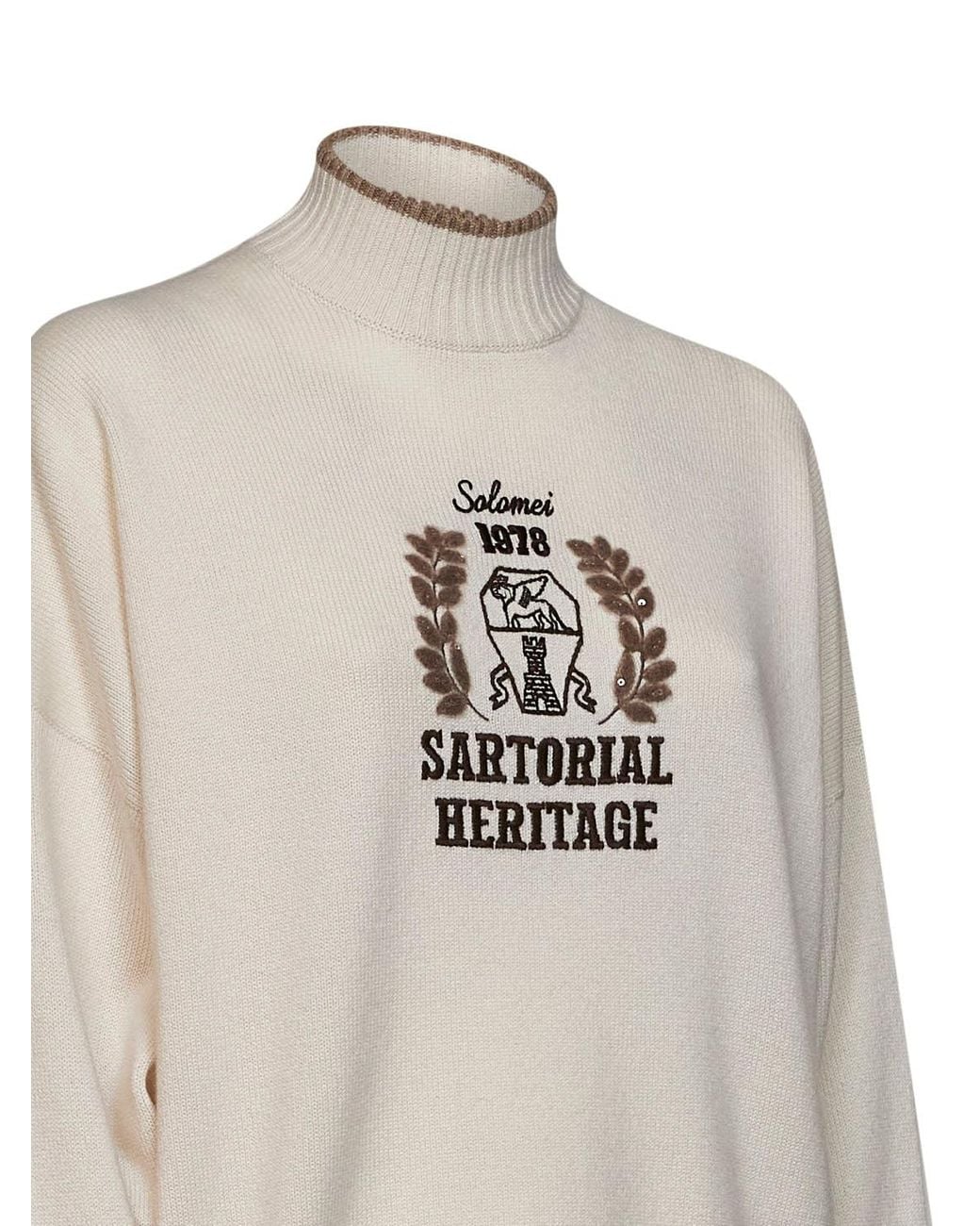 Brunello Cucinelli White Ivory Cashmere Embroidered Sweater