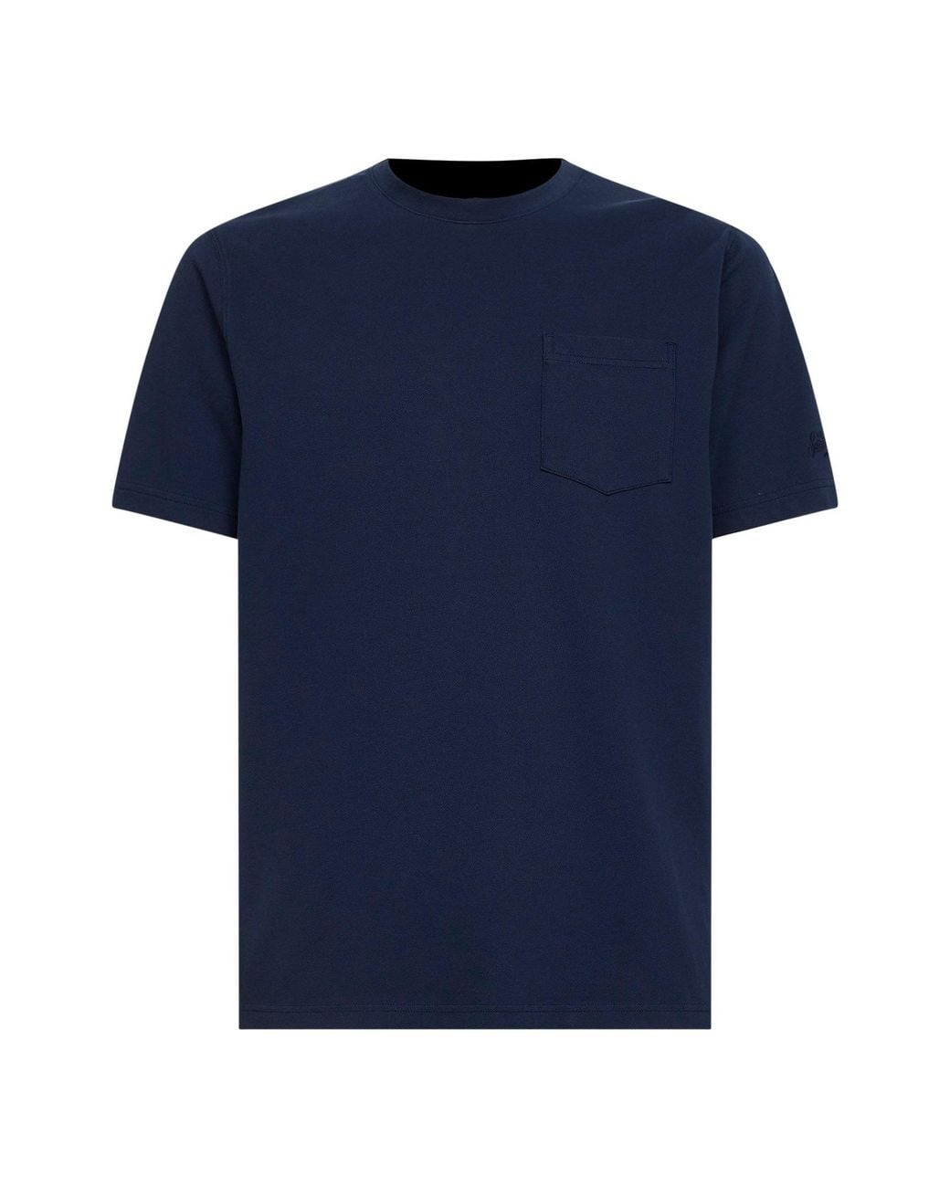 Mc2 Saint Barth Blue Stretch Cotton Pique Bakewell T-Shirt for men