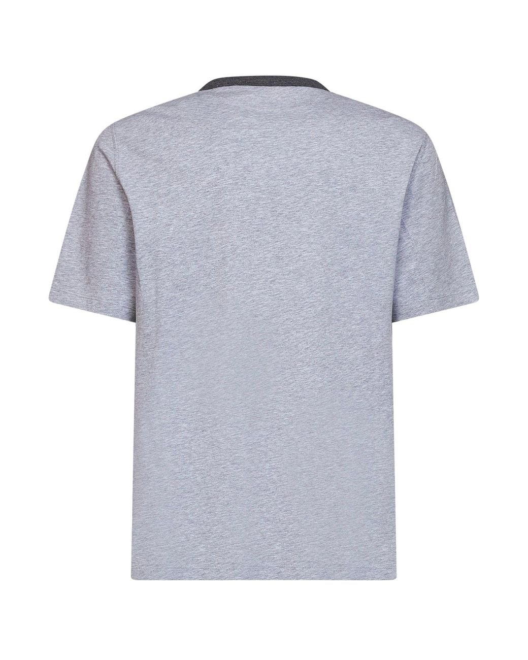 Brunello Cucinelli Gray Cotton Jersey Printed T-Shirt for men
