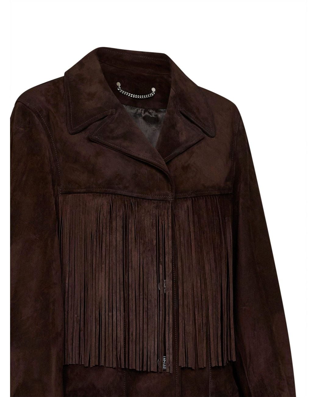 Golden Goose Deluxe Brand Brown Waxed Calfskin Leather Fringe Jacket