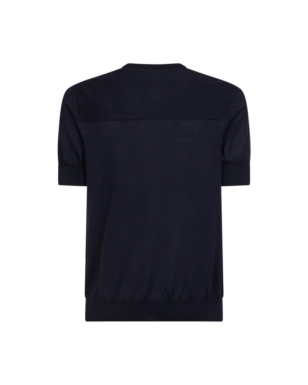 Jil Sander Blue Wool Knit Short-Sleeved Sweater for men