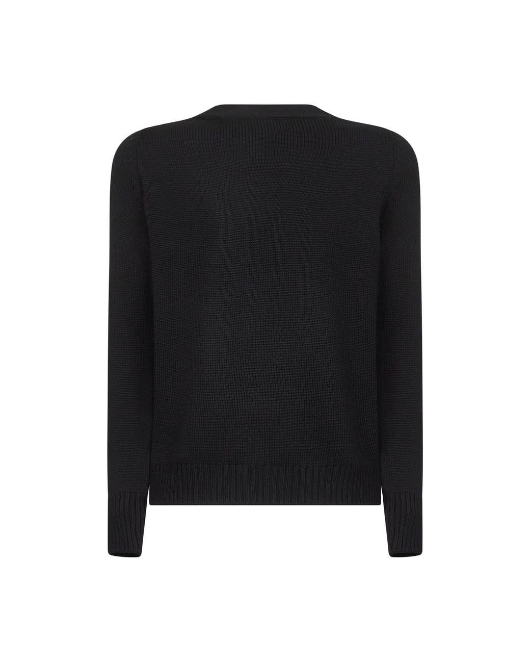 Blanca Vita Black Virgin Wool Knit Cardigan