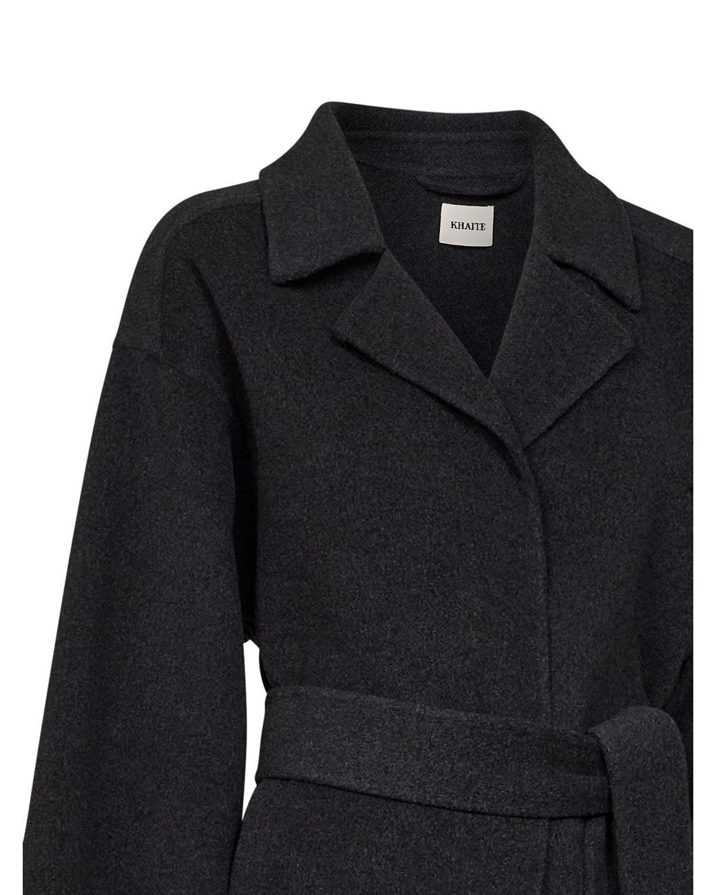 Khaite Blue Charcoal Double Wool Alder Short Belted Coat