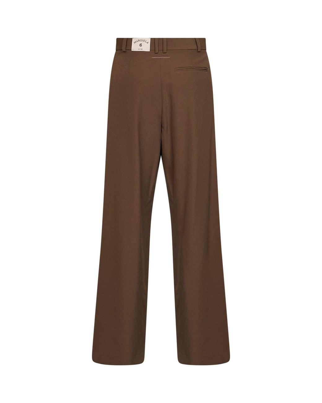 MM6 by Maison Margiela Brown Camel Wool Blend Pleated Trousers
