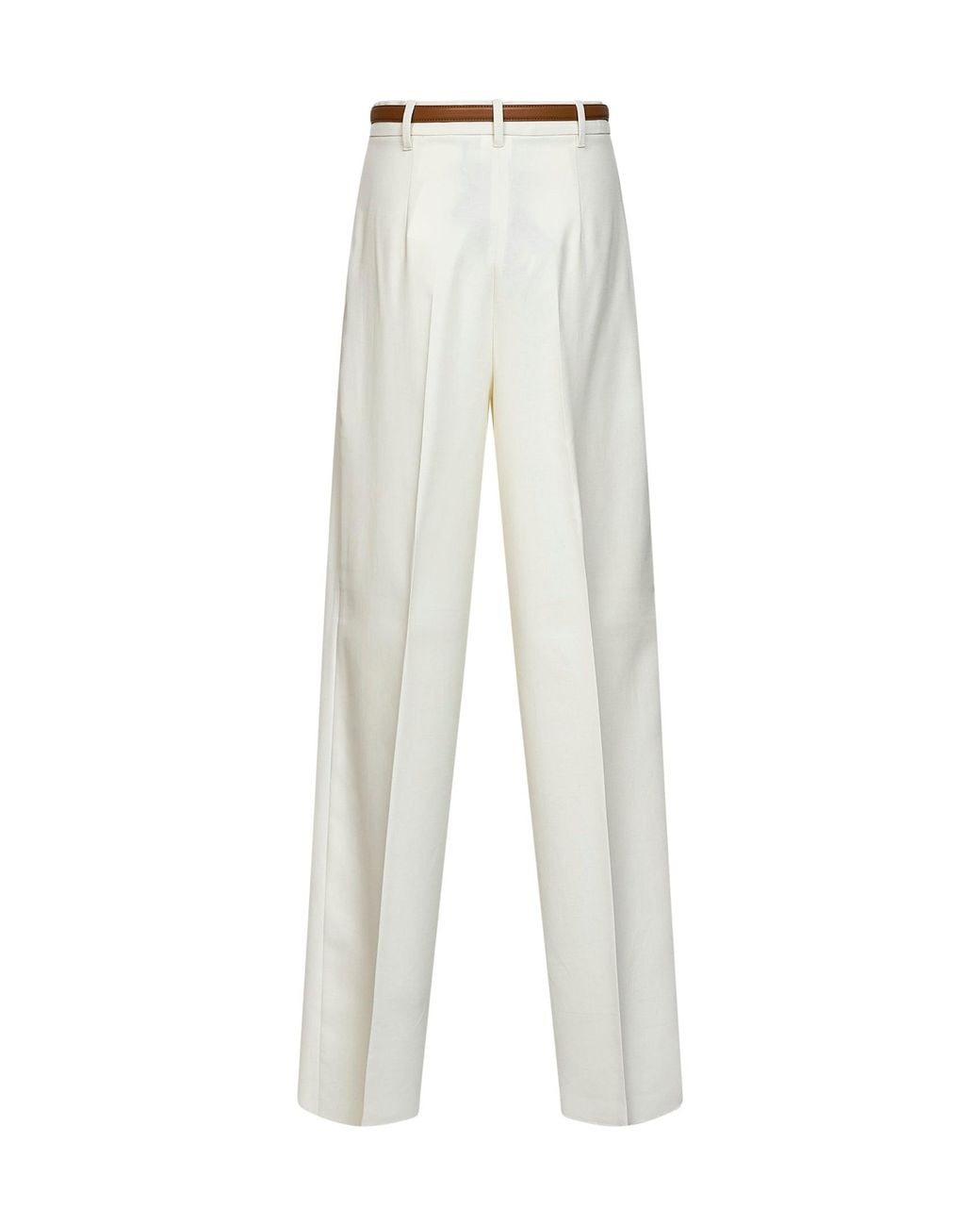 Max Mara White Ivory Mstadunco Fluid Belted Trousers