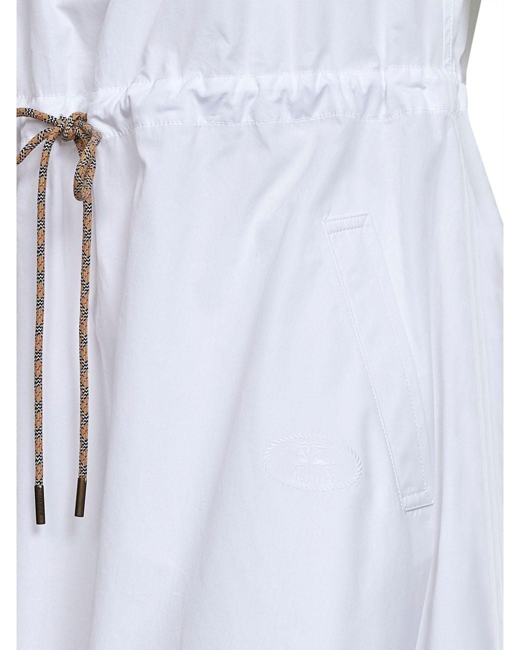 Burberry White Optical Cotton Poplin Short Dress