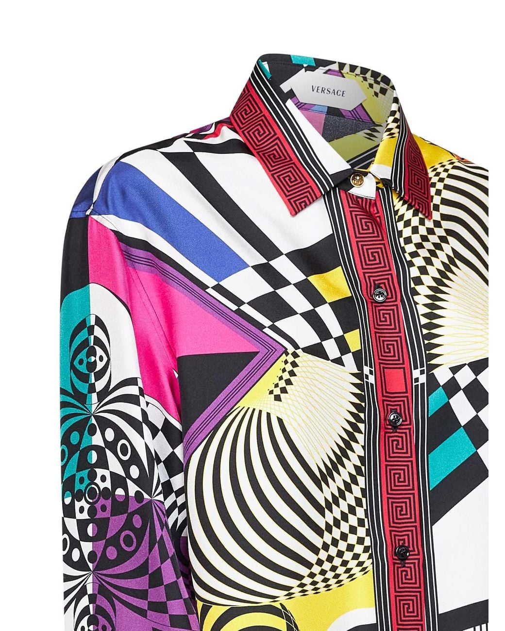 Versace White Printed Silk Twill Shirt