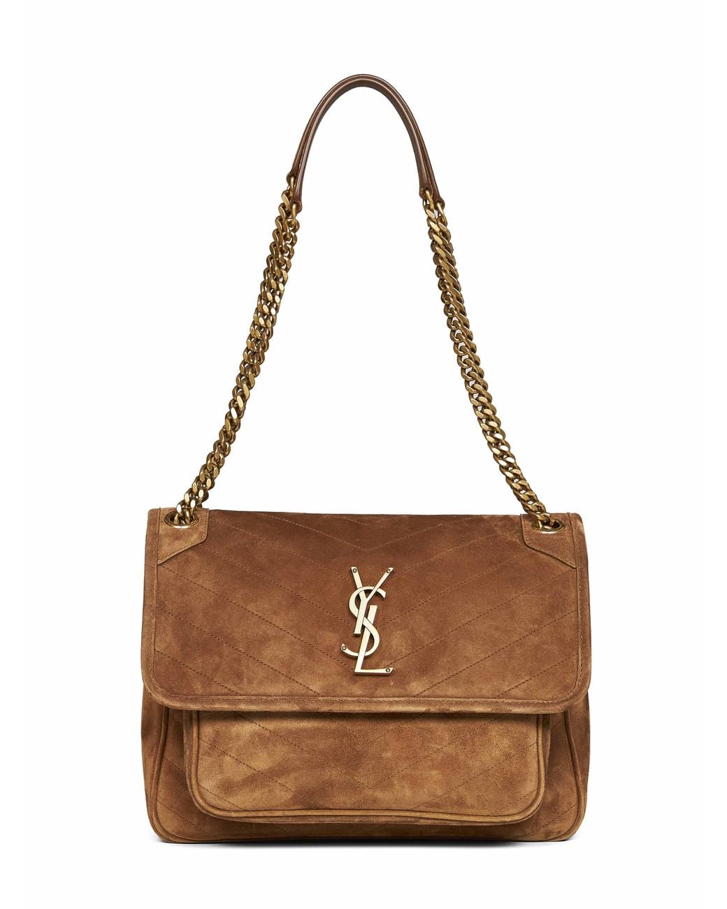 Saint Laurent Brown Caramel Cognac Niki Medium Shoulder Bag
