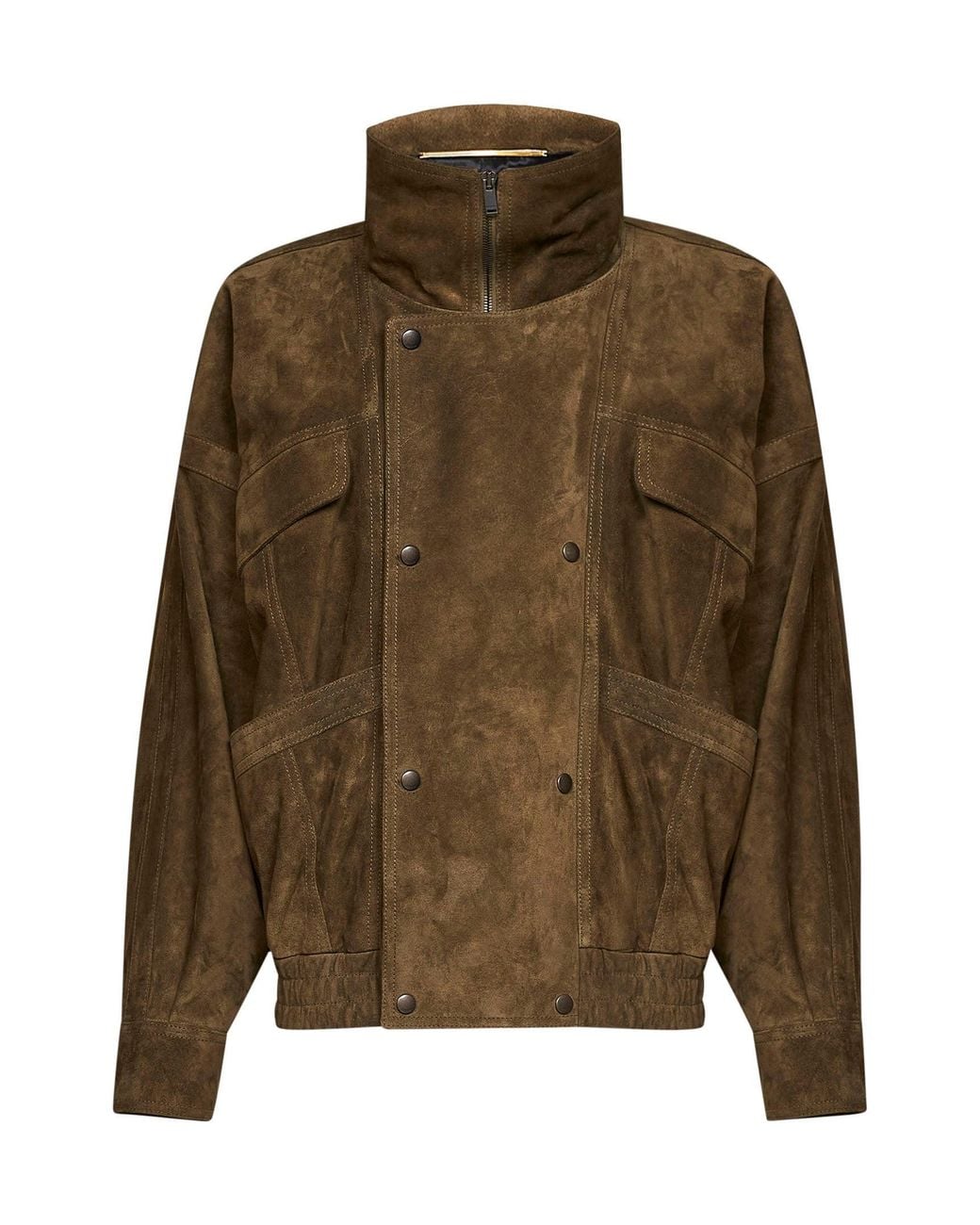 Saint Laurent Green Suede Balloon Bomber Jacket