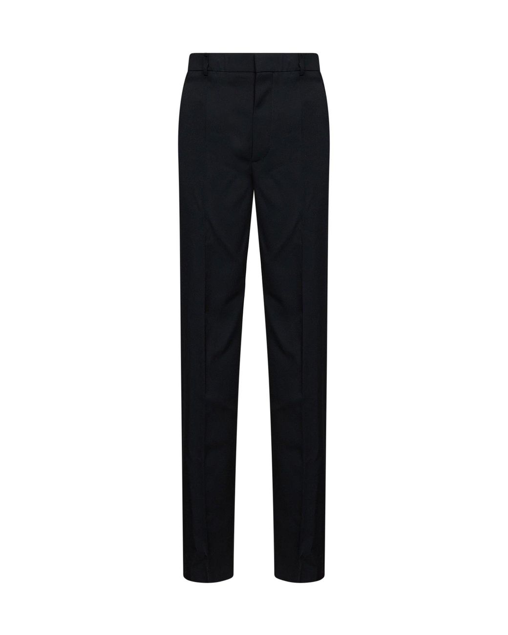 Bottega Veneta Black Grain De Poudre Wool Trousers With Tabs