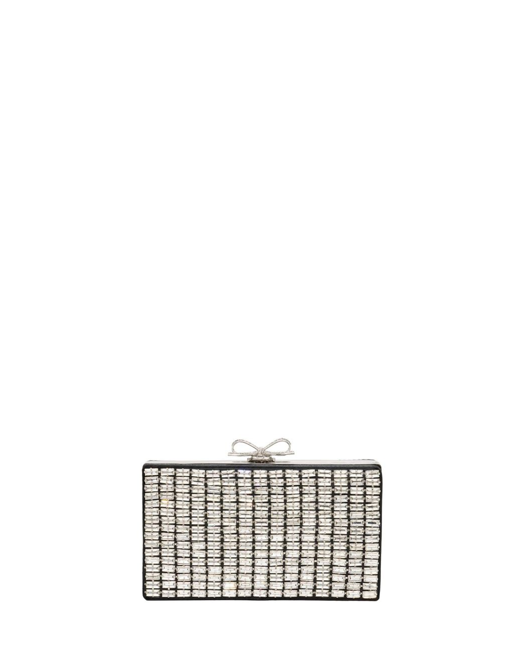 Self-Portrait White Crystal-Embellished Clutch Bag With Shoulder Strap
