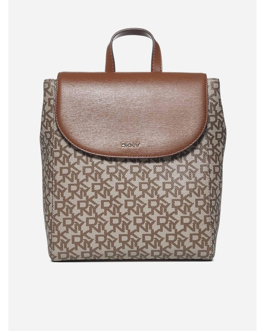 DKNY Bryant Logo Pvc And Leather Backpack in Brown Lyst