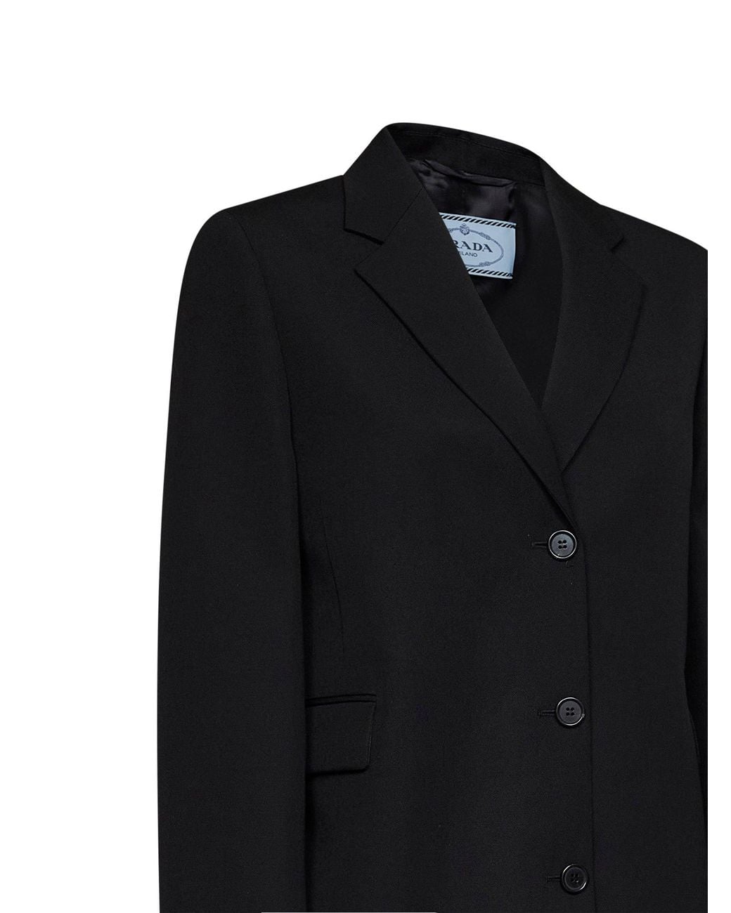 Prada Abbigliamento Black Compact Gabardine Single-Breasted Blazer