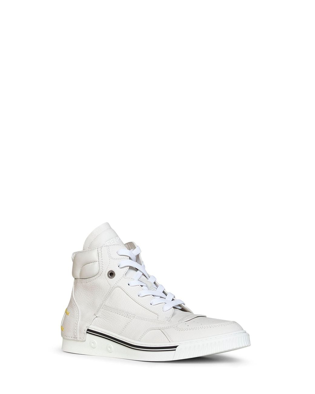 Fendi White Leather Fender High-Top Sneakers for men