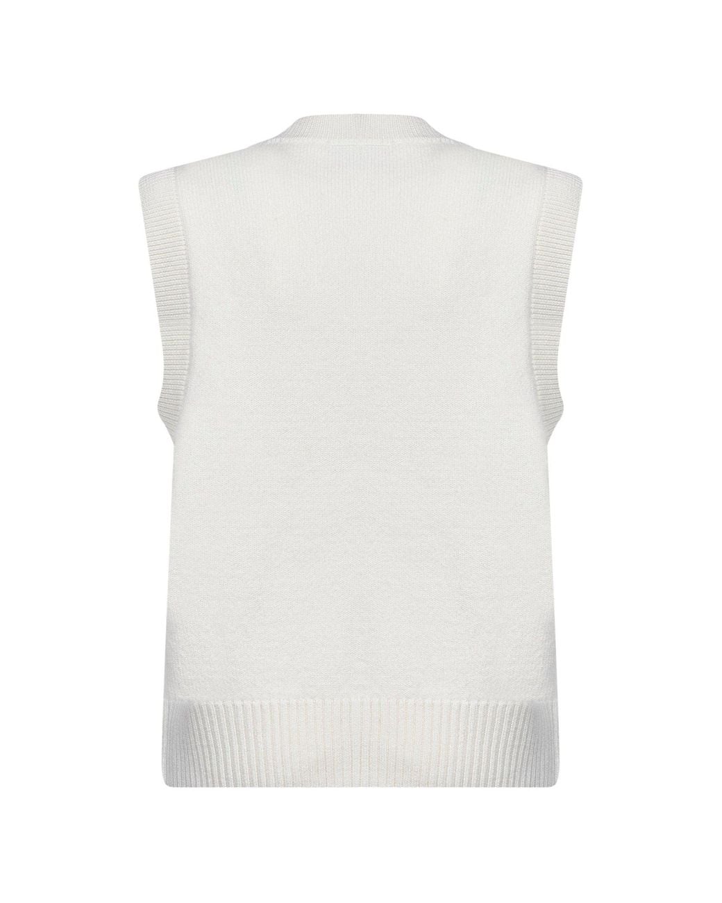 AMI White Ecru Felted Merino Wool Knit Ami De Cœur Vest