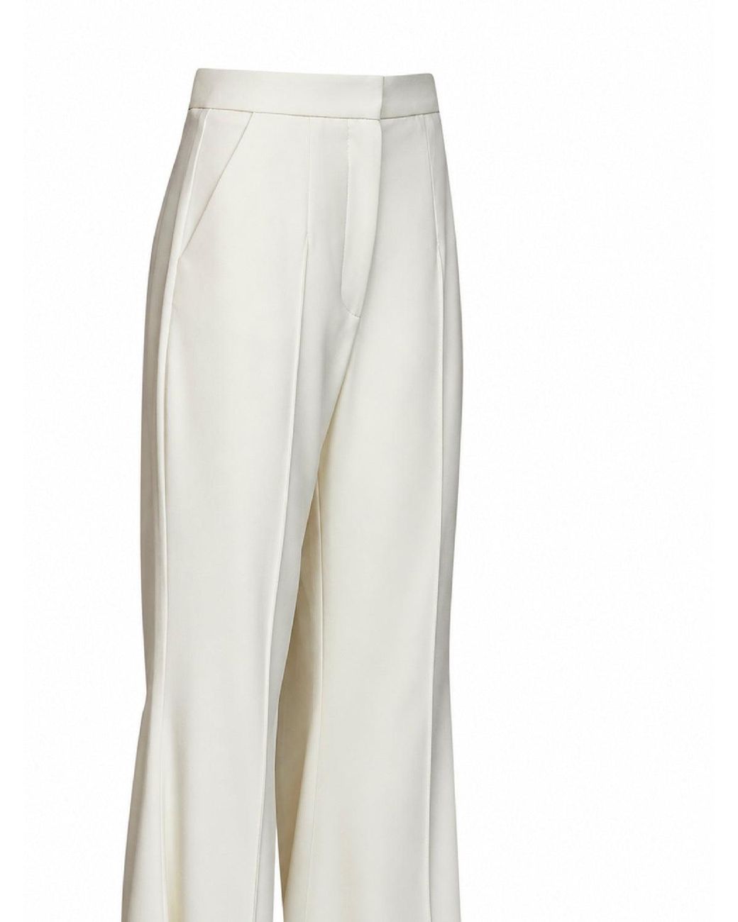 Costarellos White Ecru Stretch Wool Daline Flared Trousers