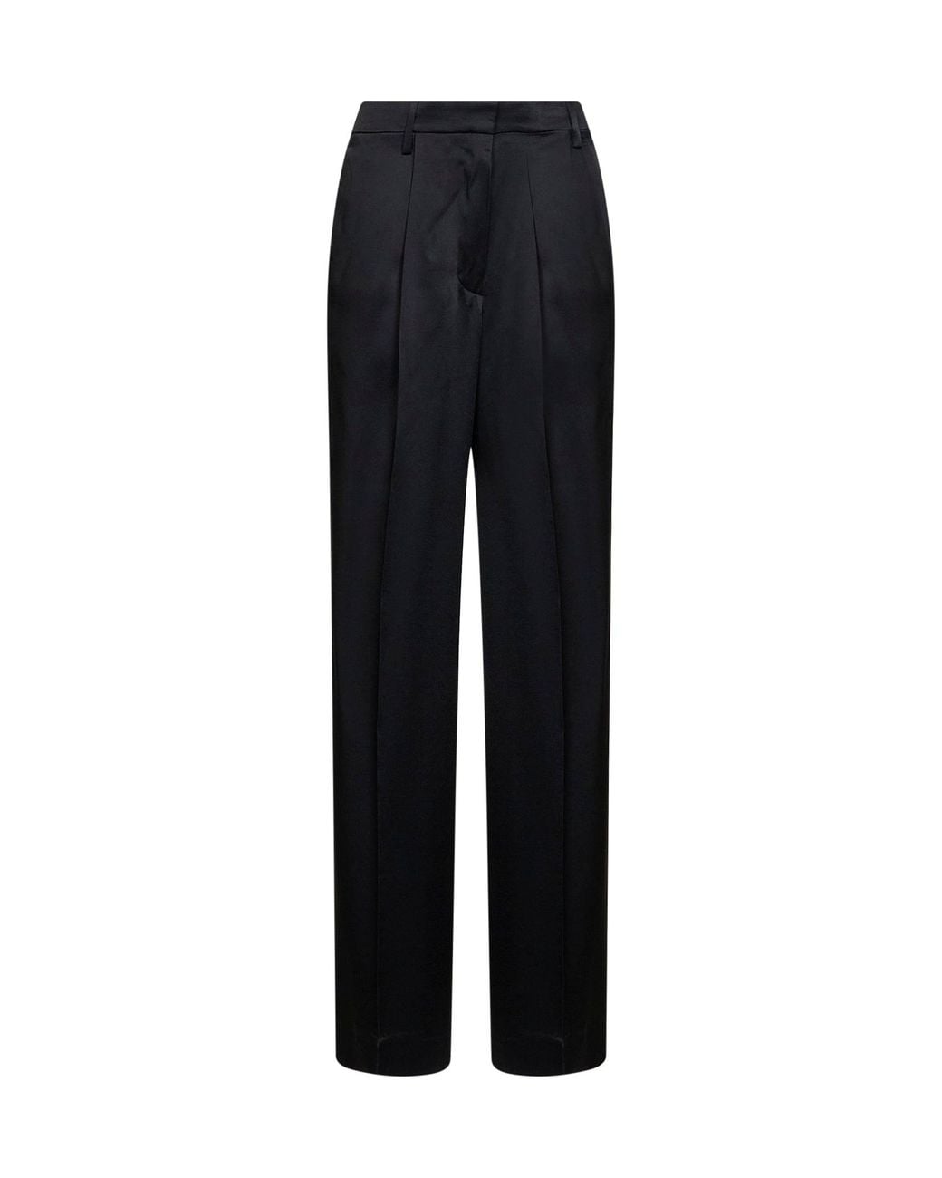 Dries Van Noten Black Fluid Crepe Satin Portias Straight-Leg Trousers