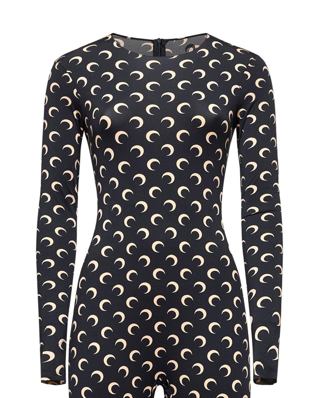 MARINE SERRE Black Jumpsuit "Catsuit Moon Printed"