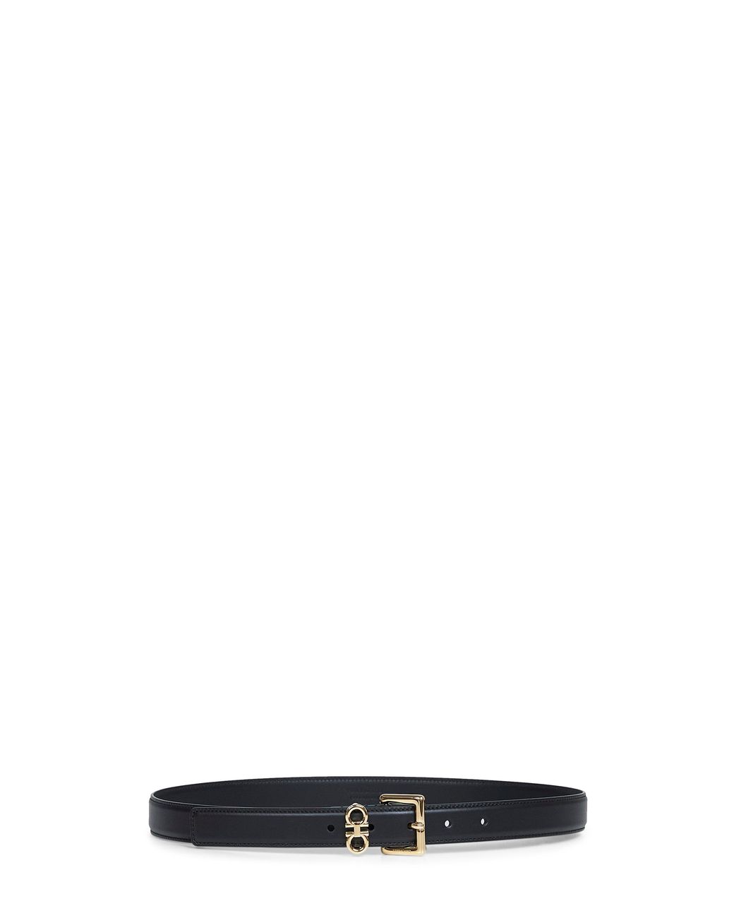 Ferragamo White Smooth Leather Double Gancini Belt