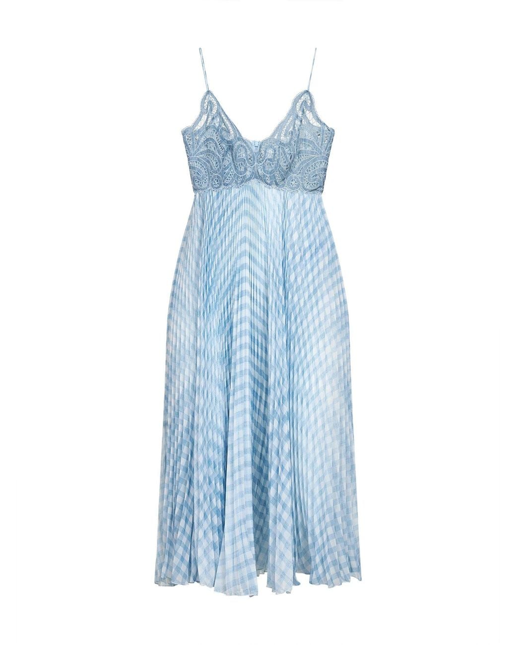 Ermanno Scervino Blue Light Rebrodé Lace And Gingham Georgette Midi Dress for men
