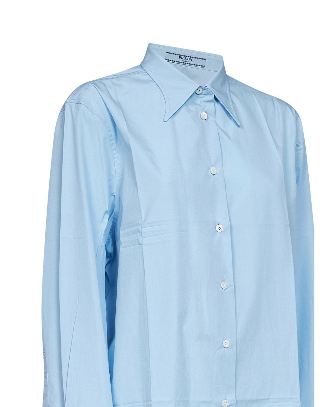Prada Abbigliamento Blue Sky Poplin Long-Sleeved Shirt
