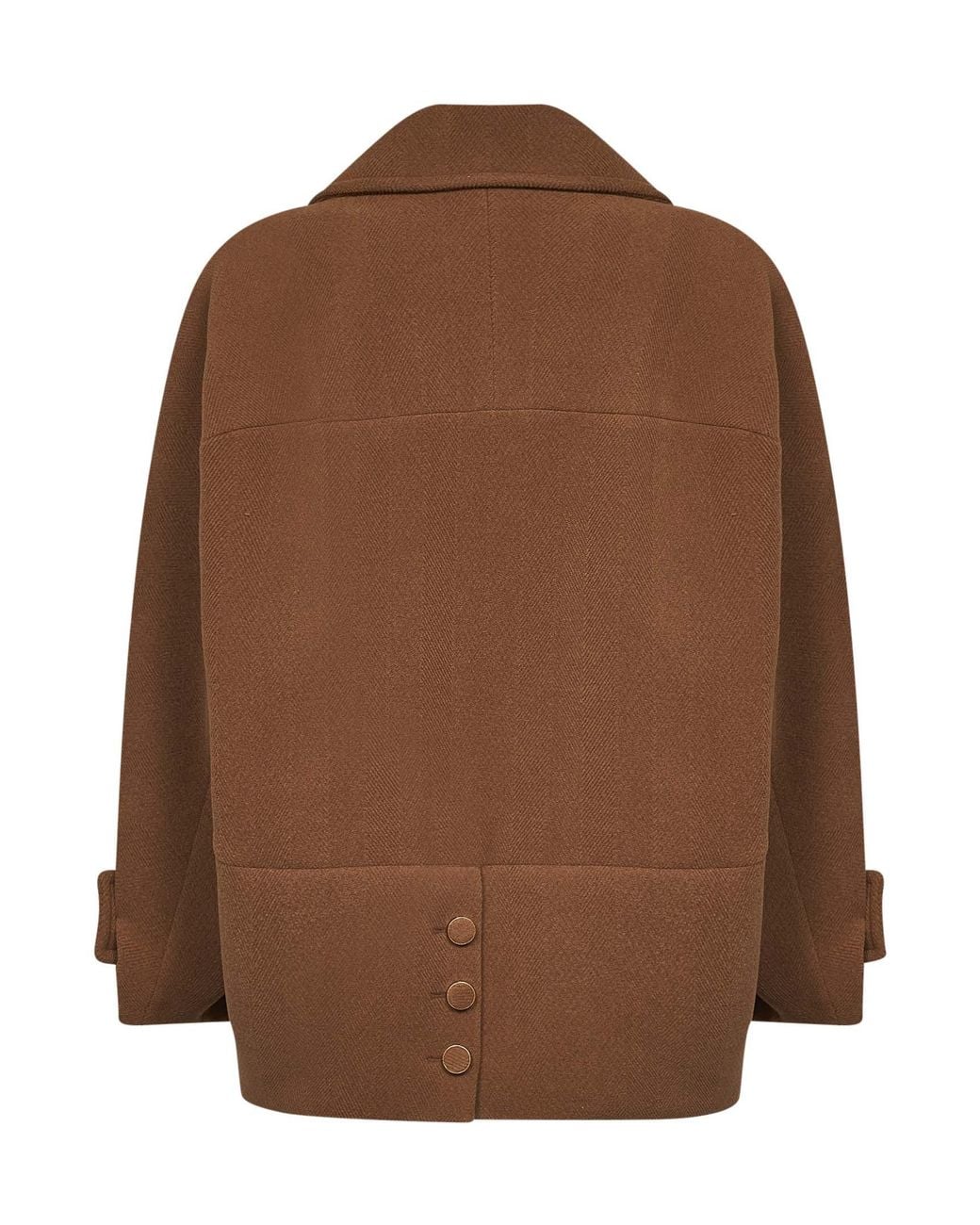 Chloé Brown Dusty Herringbone Wool Short Coat