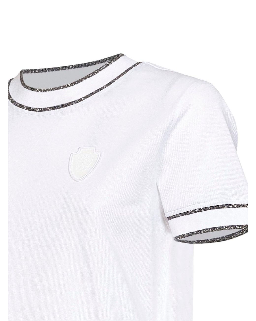 Brunello Cucinelli White Stretch Cotton Piqué Logo T-Shirt