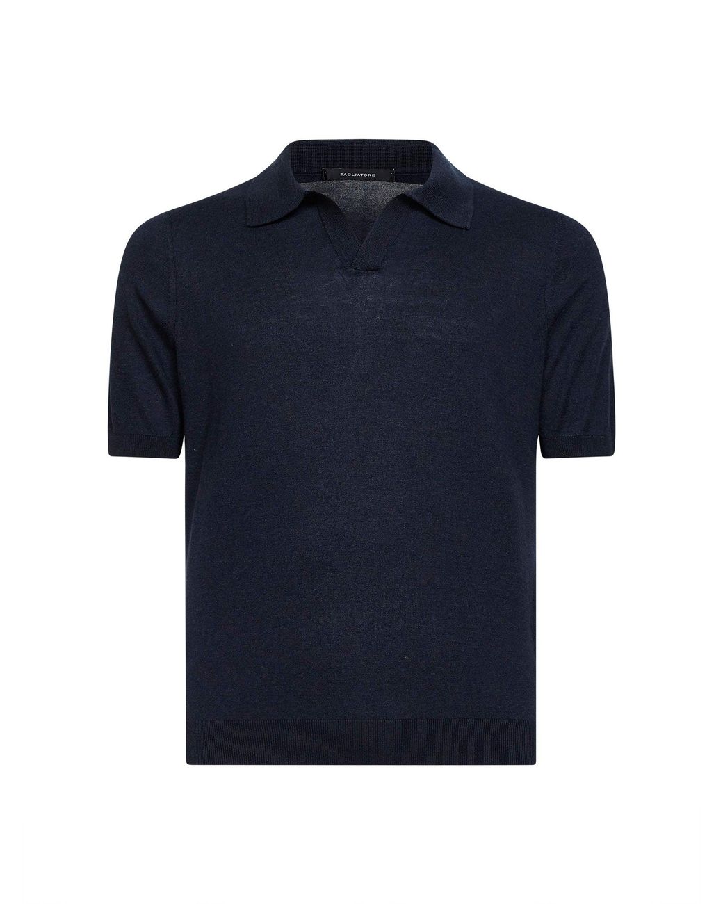 Tagliatore Blue Silk Knit Polo Shirt for men