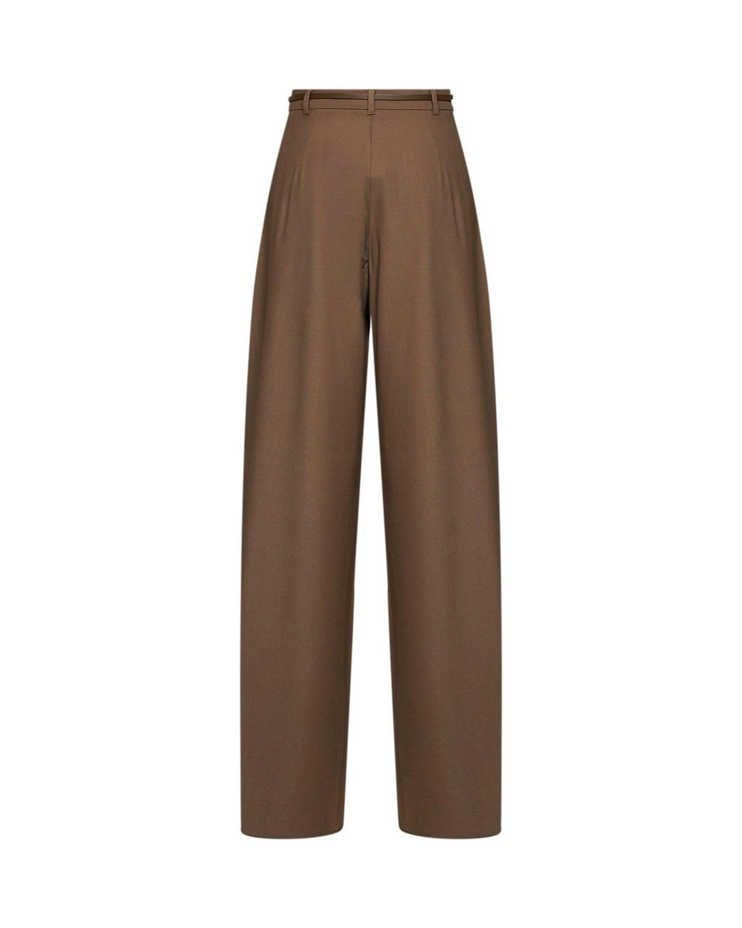 Max Mara Brown Khaki Stretch Twill Mstaere Belted Wide-Leg Trousers for men