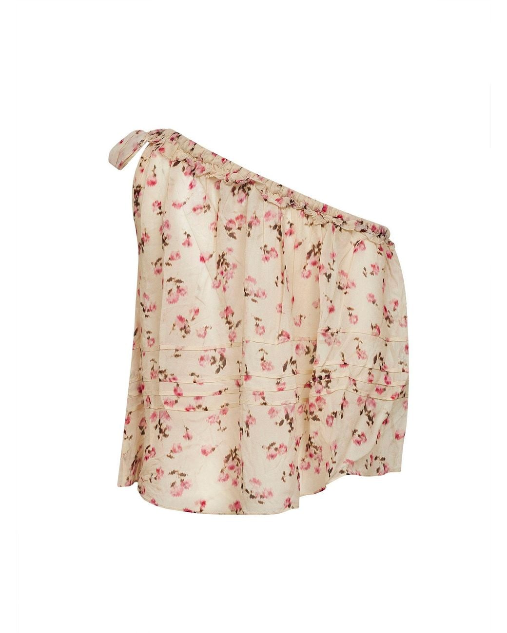 Isabel Marant Natural Marant Etoile Printed Muslin Loeva One-Shoulder Top