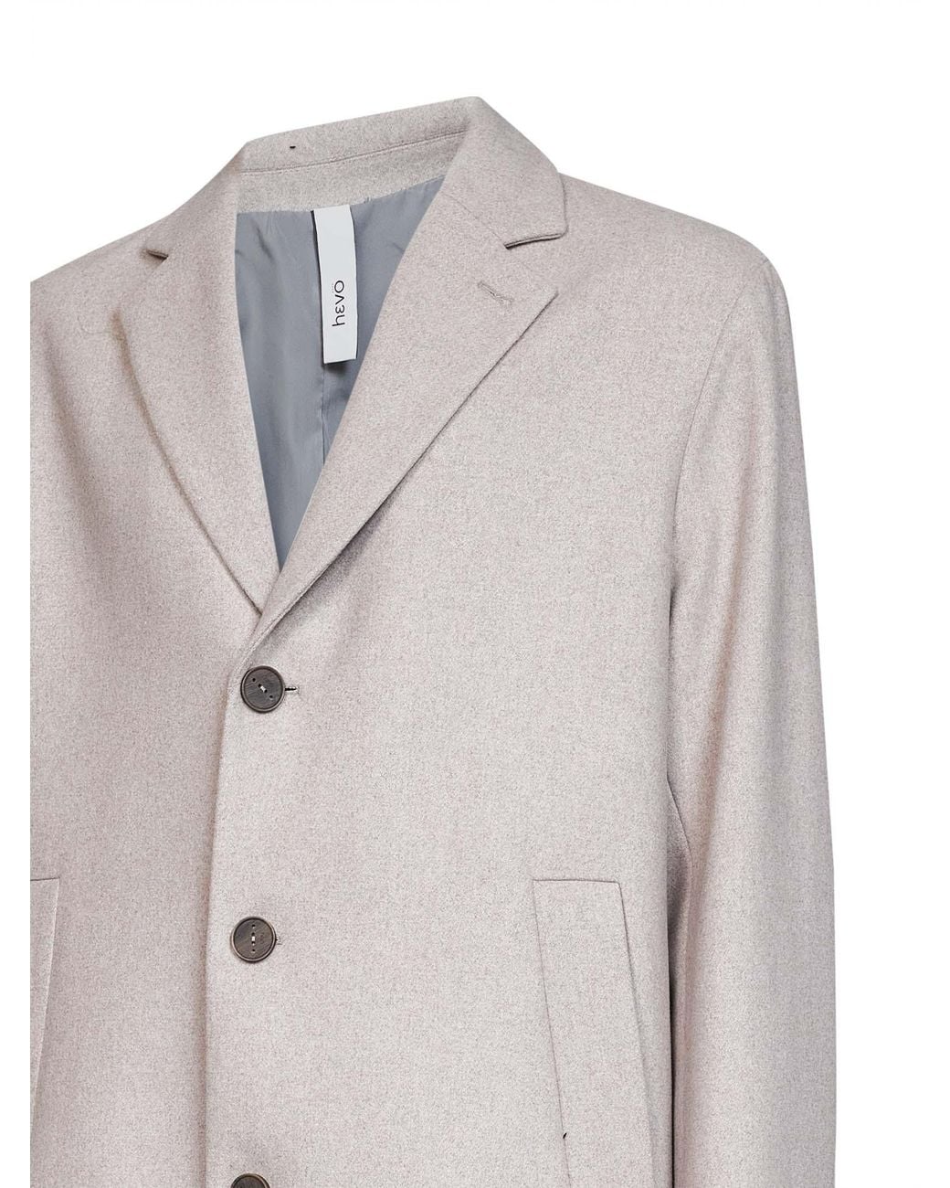 Hevò Gray Greige Wool-Blend Cassano Single-Breasted Coat<Br for men