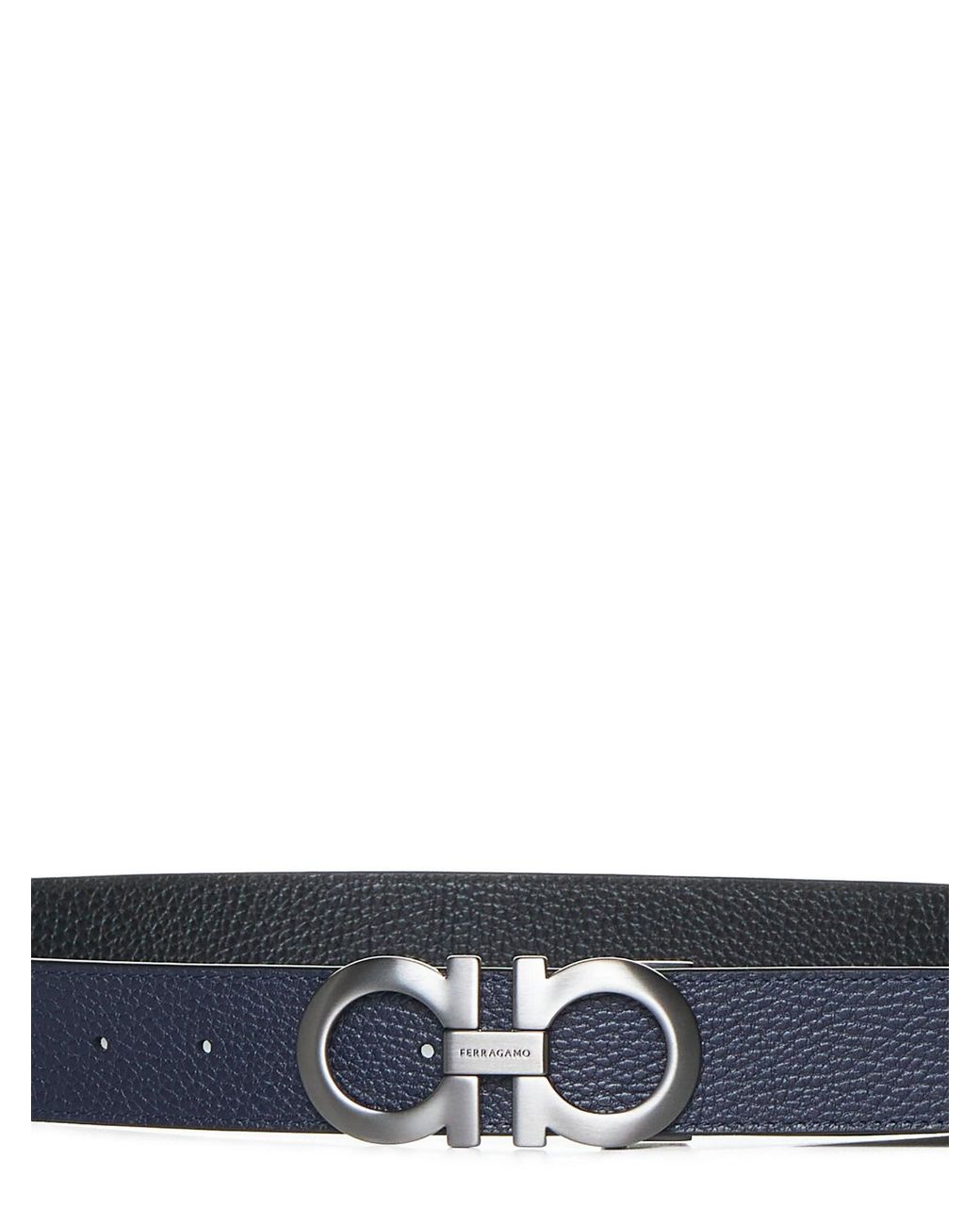 Ferragamo White Leather Reversible Gancini Belt for men