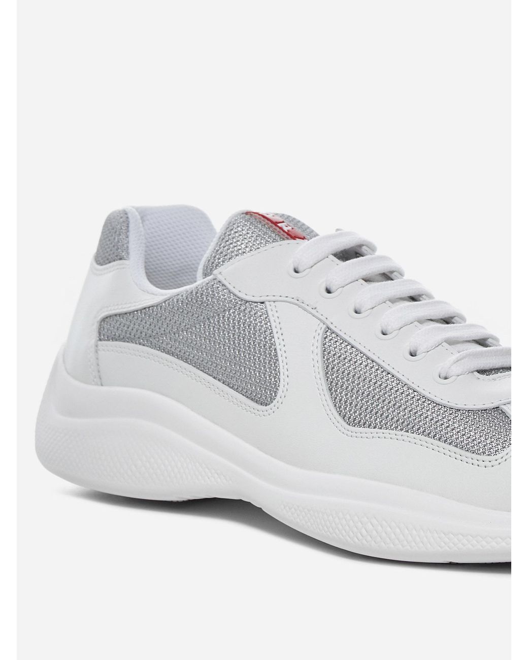 Kanon water domein Prada America's Cup Leather And Fabric Sneakers in White | Lyst