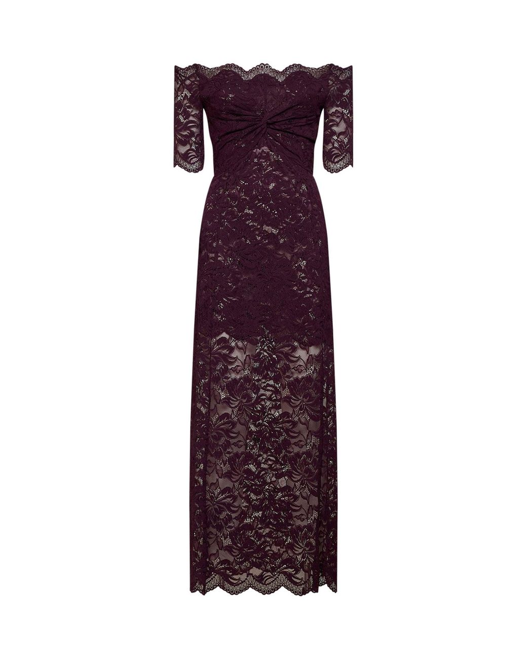 Rabanne Purple Layered Lace Long Dress