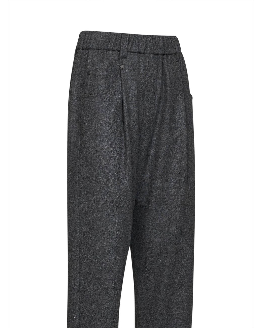 Brunello Cucinelli Gray Medium Wool And Cashmere Baggy Pull-On Trousers
