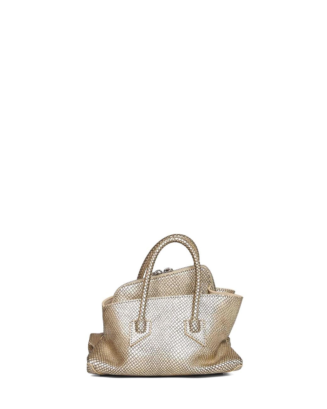 The Attico Natural Platinum "Superattico 10 La Passeggiata Mini" Top Handle Bag