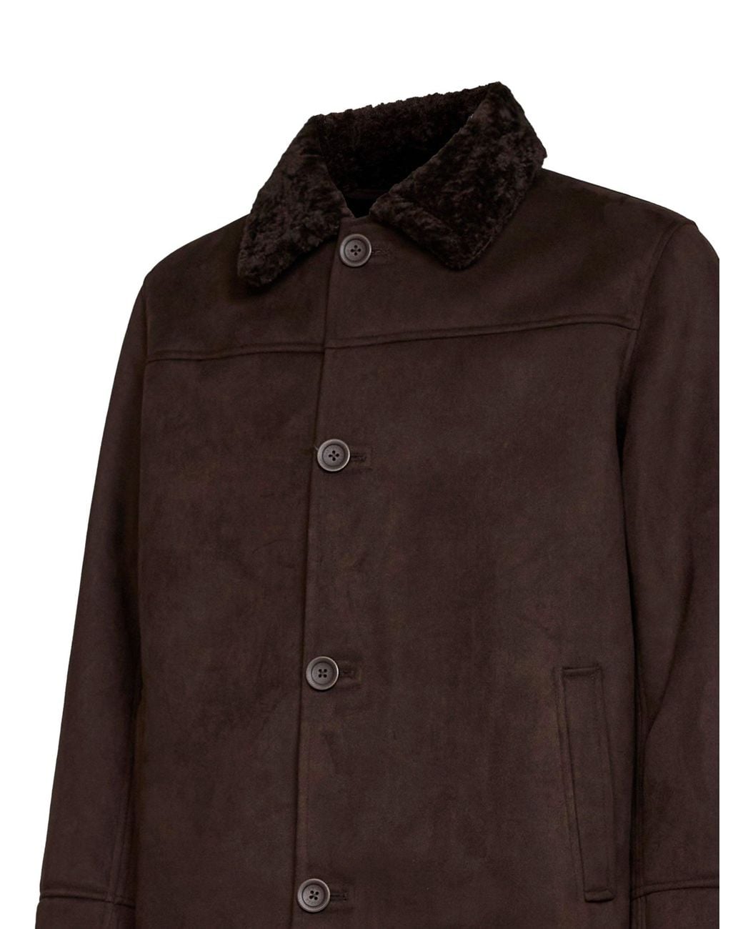 Herno Brown Dark Faux-Shearling Short Coat for men